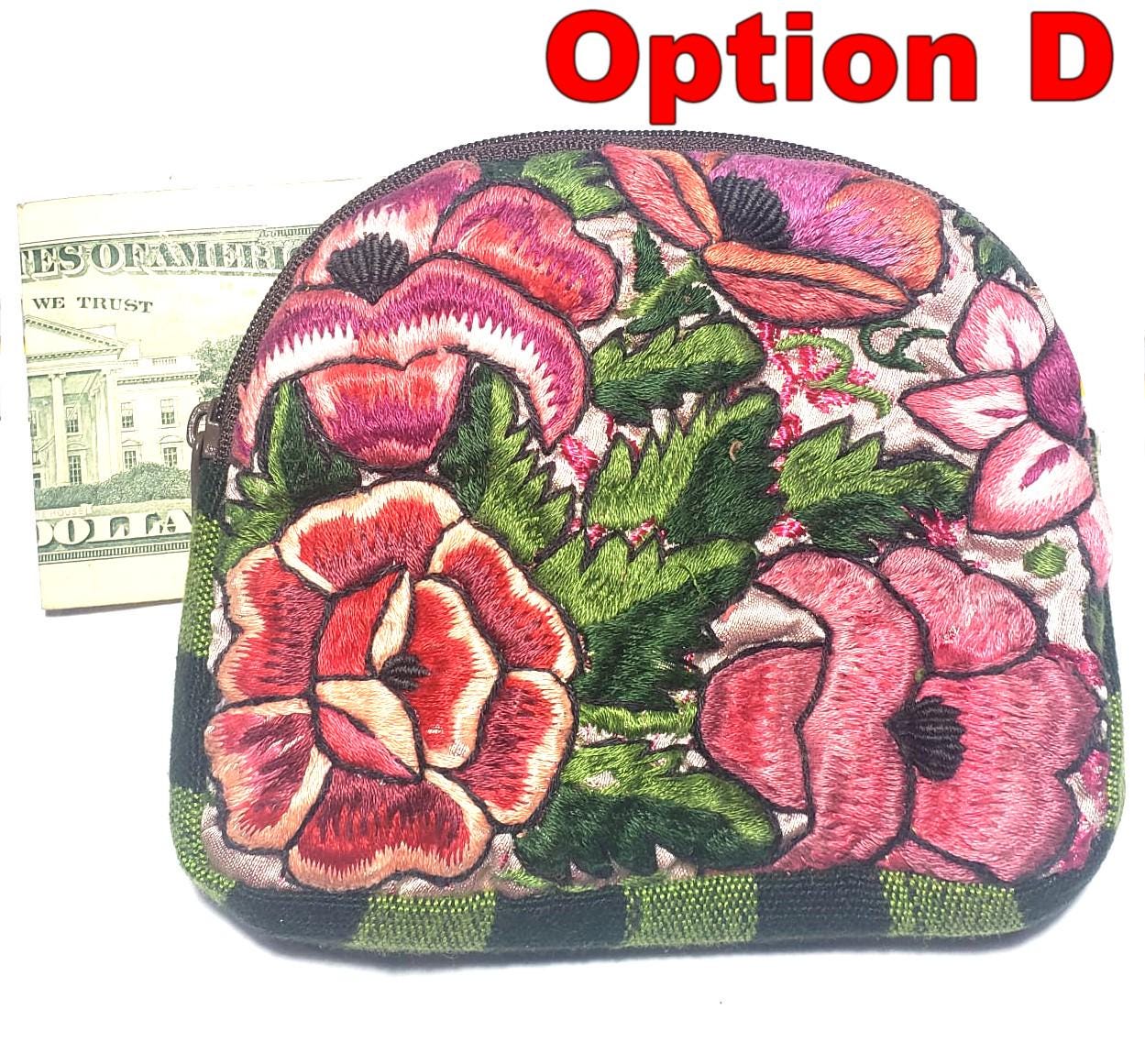 Guatemala HUIPIL Cotton Padded COIN Holder PURSE Bag Available In Multiple Options - Floral Colorful Medium Coin Purse
