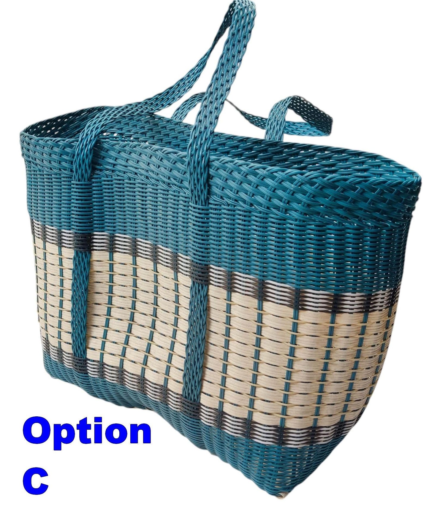 Extra Large Woven Guatemalan Plastic Market Bag - RECYCLED PLASTIC Basket