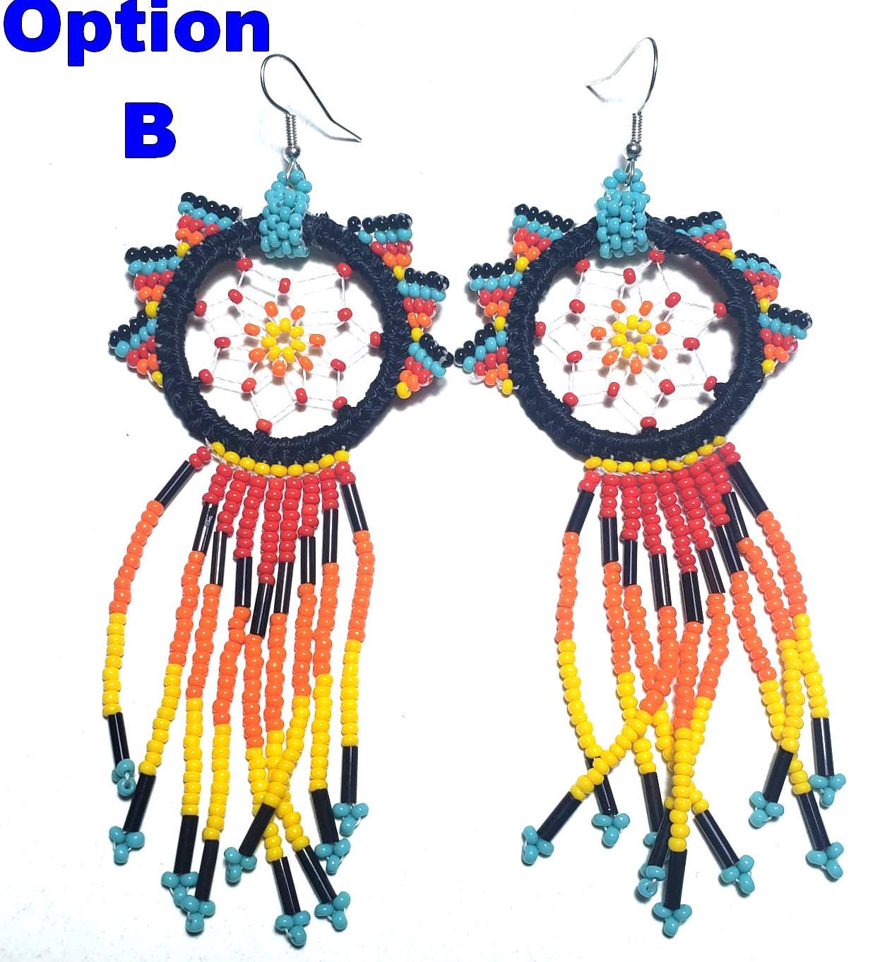 Guatemalan Handmade Colorful CATCH DREAMS Seed BEAD Earrings