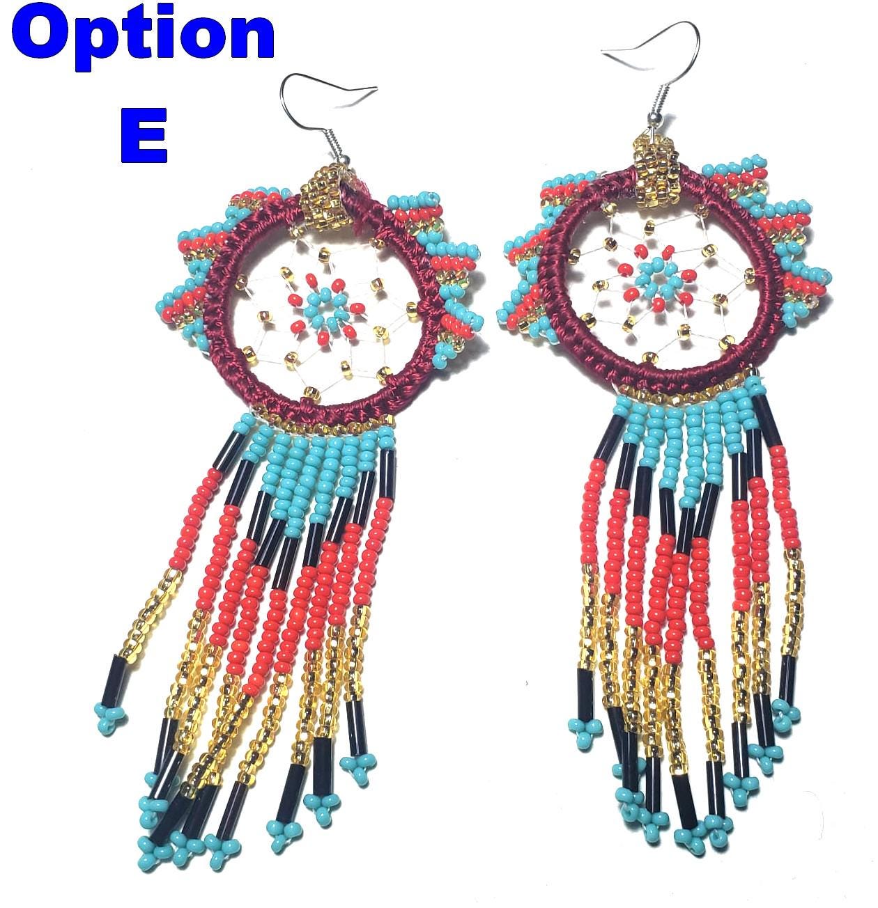 Guatemalan Handmade Colorful CATCH DREAMS Seed BEAD Earrings