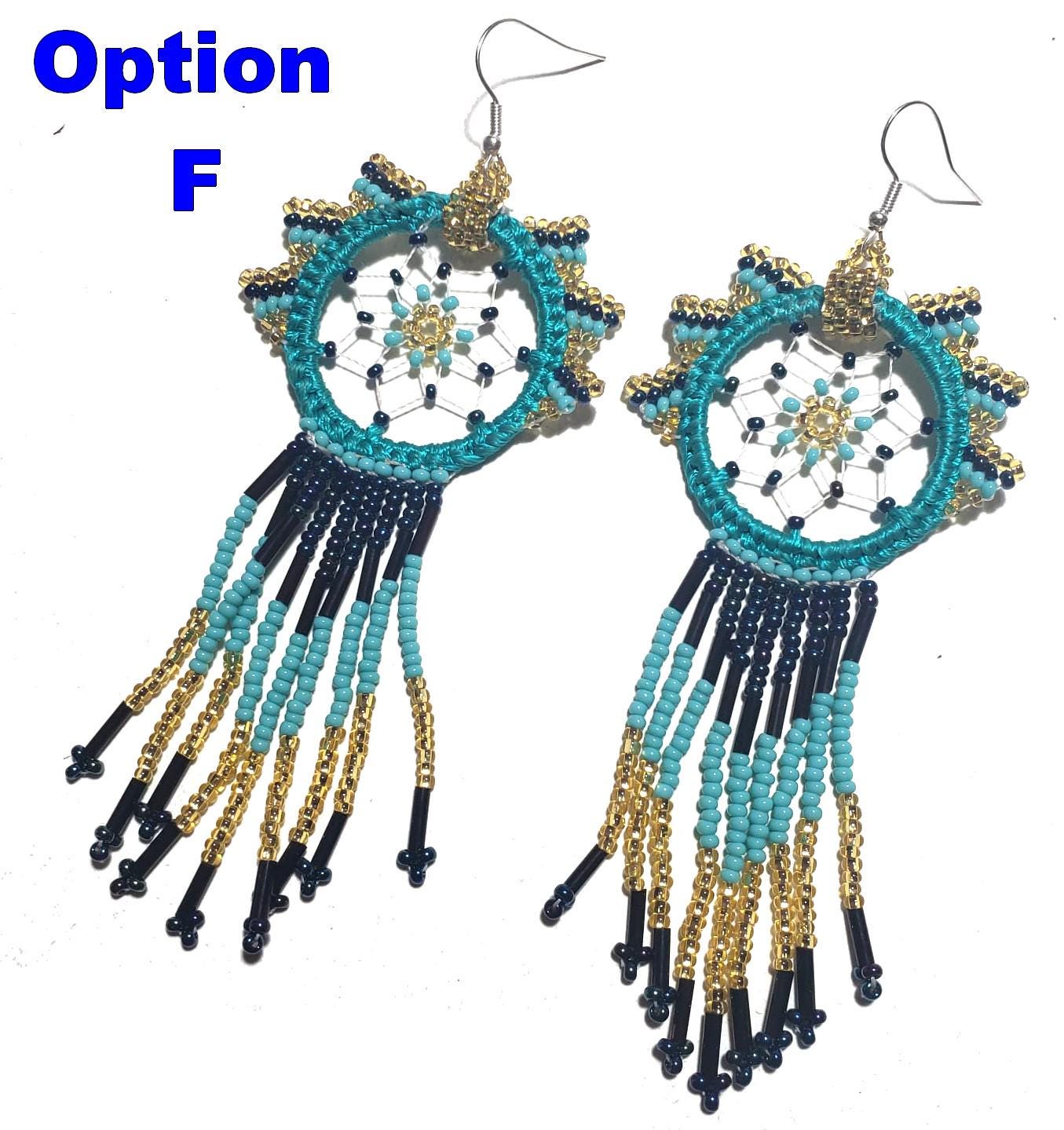 Guatemalan Handmade Colorful CATCH DREAMS Seed BEAD Earrings