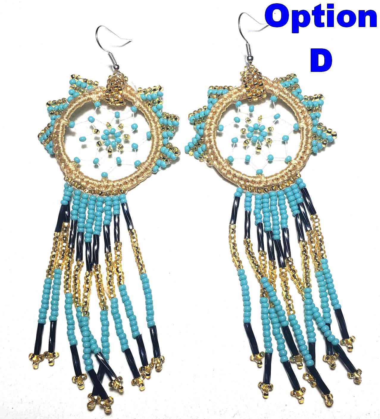 Guatemalan Handmade Colorful CATCH DREAMS Seed BEAD Earrings