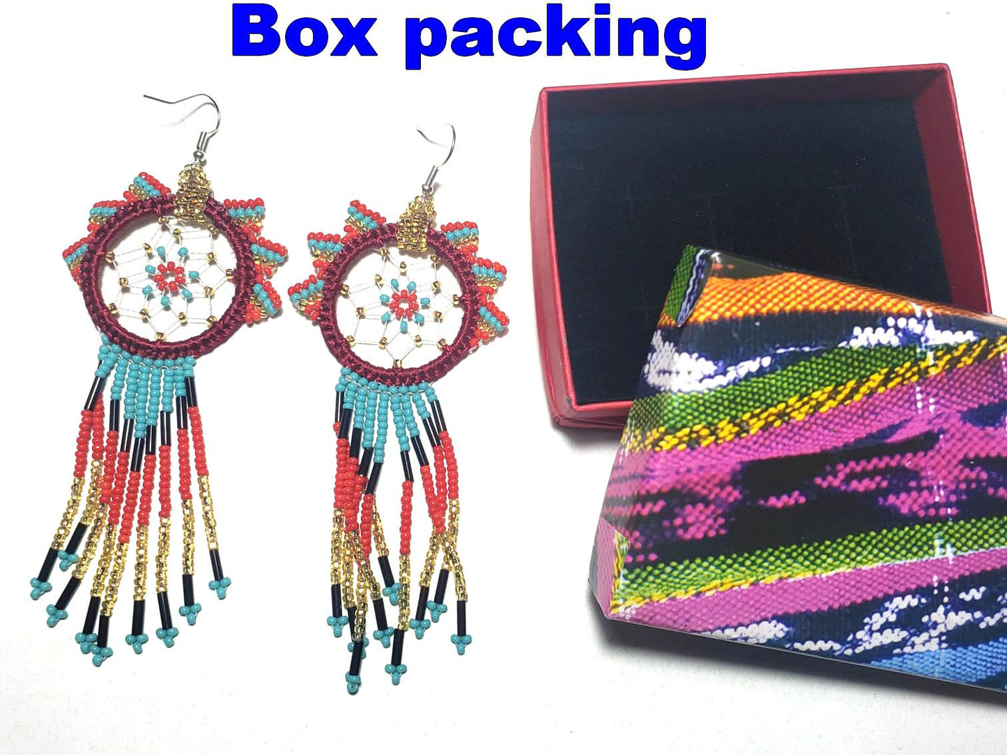 Guatemalan Handmade Colorful CATCH DREAMS Seed BEAD Earrings