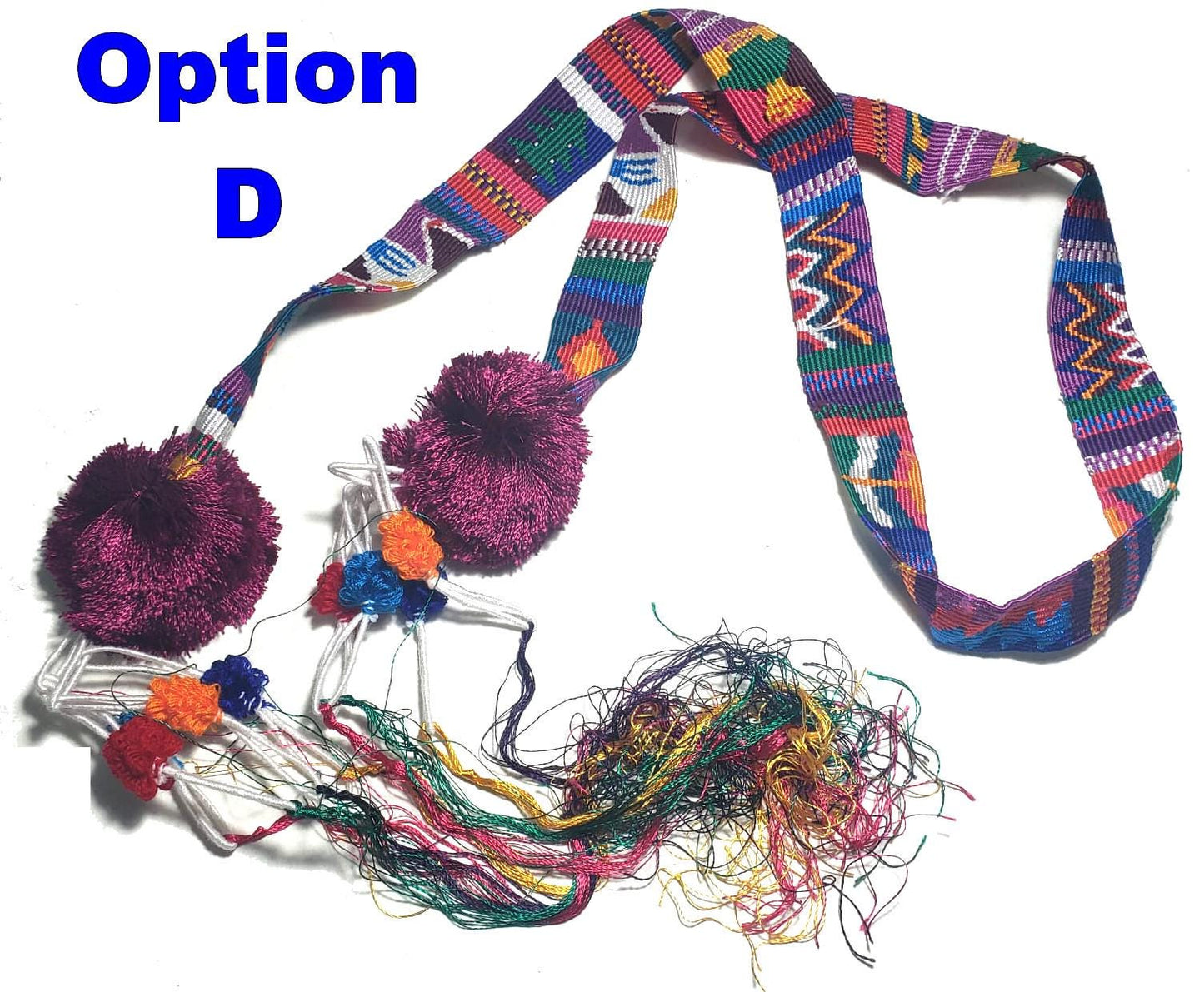 Guatemalan Silk SASH HairBand with poms