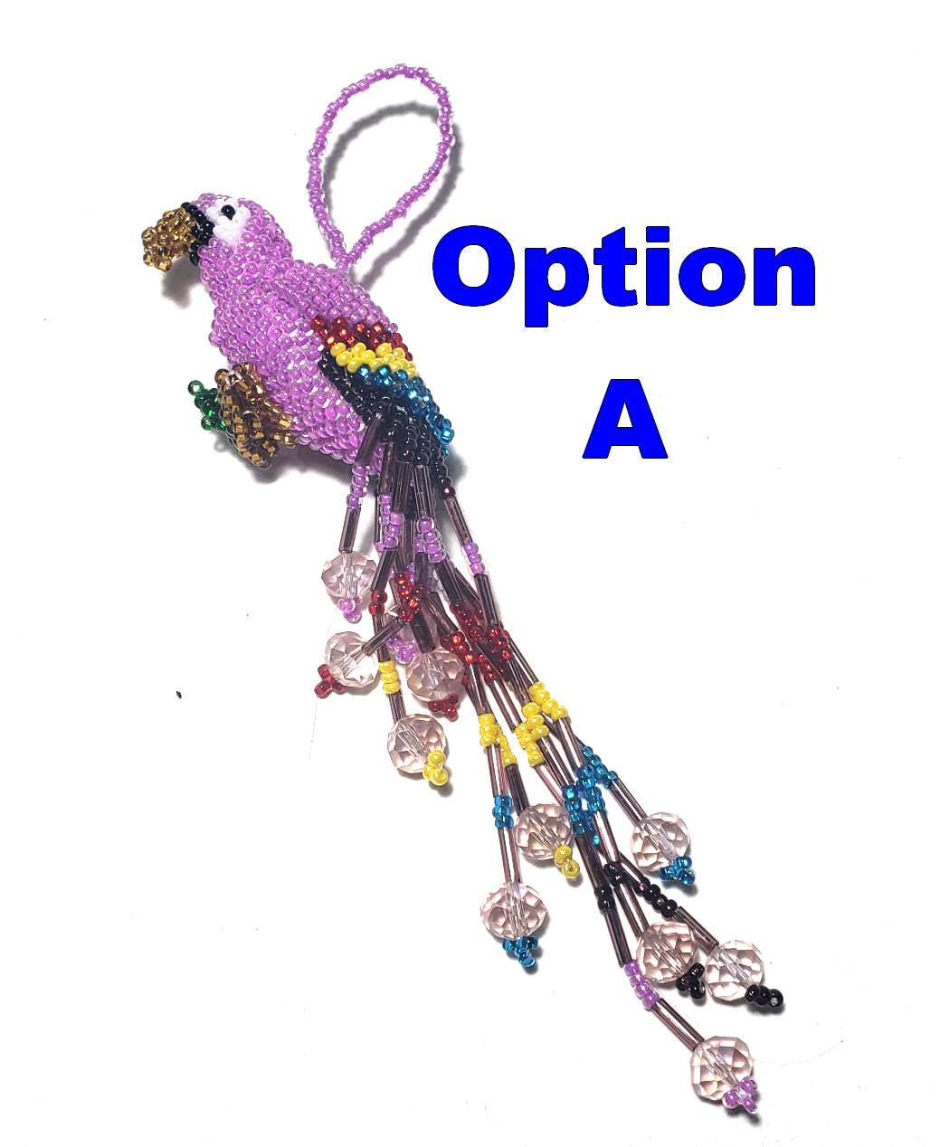 BEADED PARROT Hanging ORNAMENT Gift For Bird Lovers - Czech Glass Seed Beads And Nylon Thread