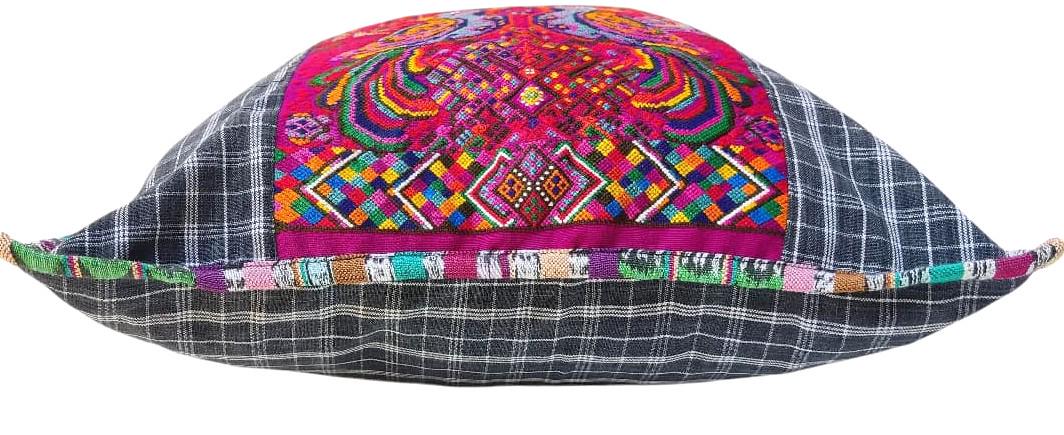 Set of Cotton Guatemala UPCYCLED Geometric PEACOCK Huipil Pillow Case Cushion Cover 18x18 inches 45x45 cm