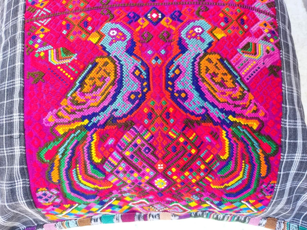Set of Cotton Guatemala UPCYCLED Geometric DOVES Huipil Pillow Case Cushion Cover 18x18 inches 45x45 cm
