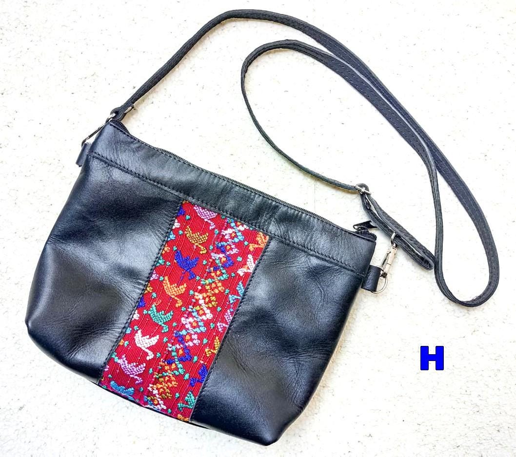 Aesthetic Woman Guatemalan Leather Huipil CROSSBODY Wristlet CLUTCH PURSE - 100% Cotton Lining Purse