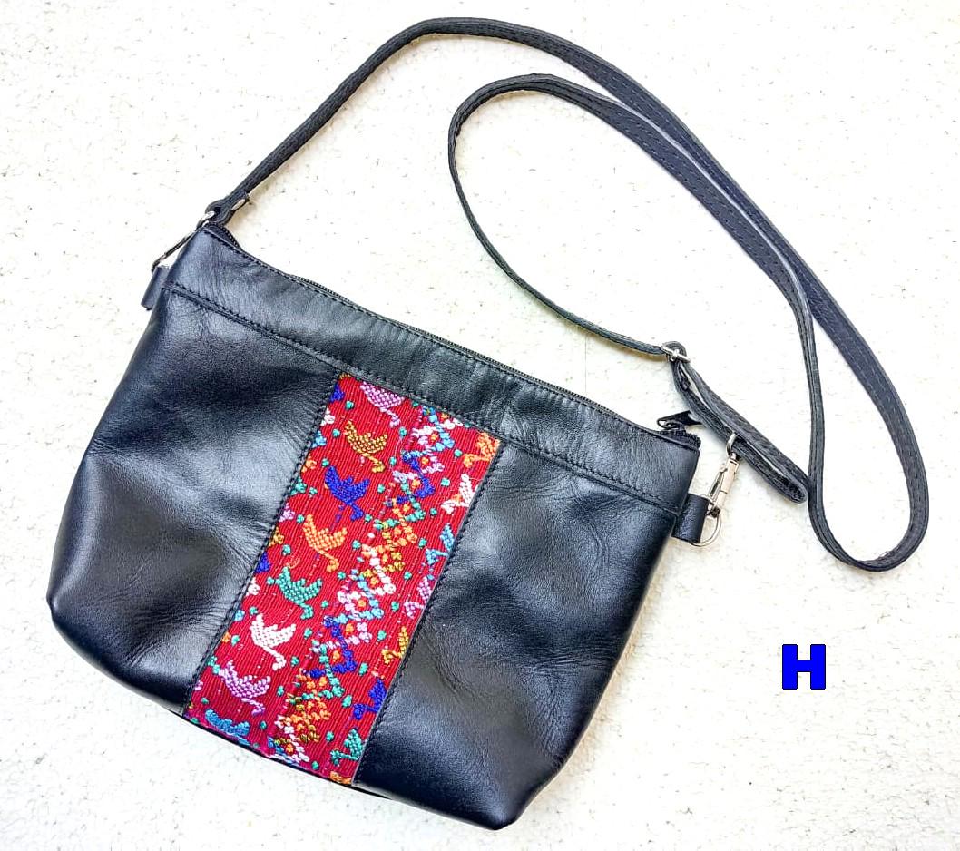 Handmade Leather CROSSBODY CLUTCH Guatemalan Huipil Bag