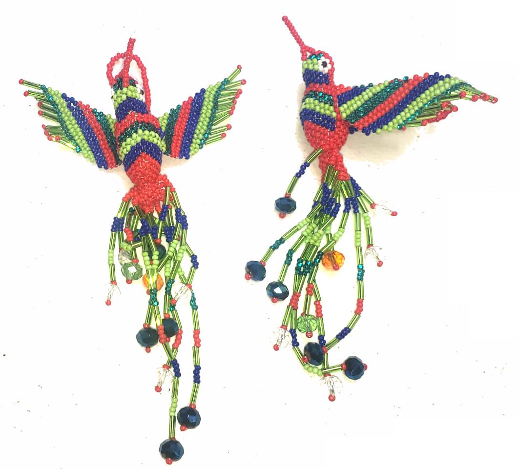 BEADED HUMMINGBIRD Hanging ORNAMENT Gift For Bird Lovers - Czech Glass Seed Beads And Nylon Thread