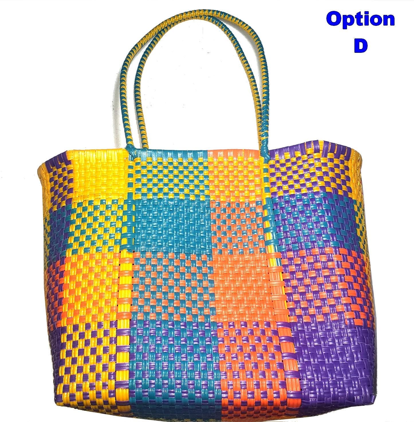 Large Woven Guatemalan Plastic market Bag - RECYCLED PLASTIC Basket