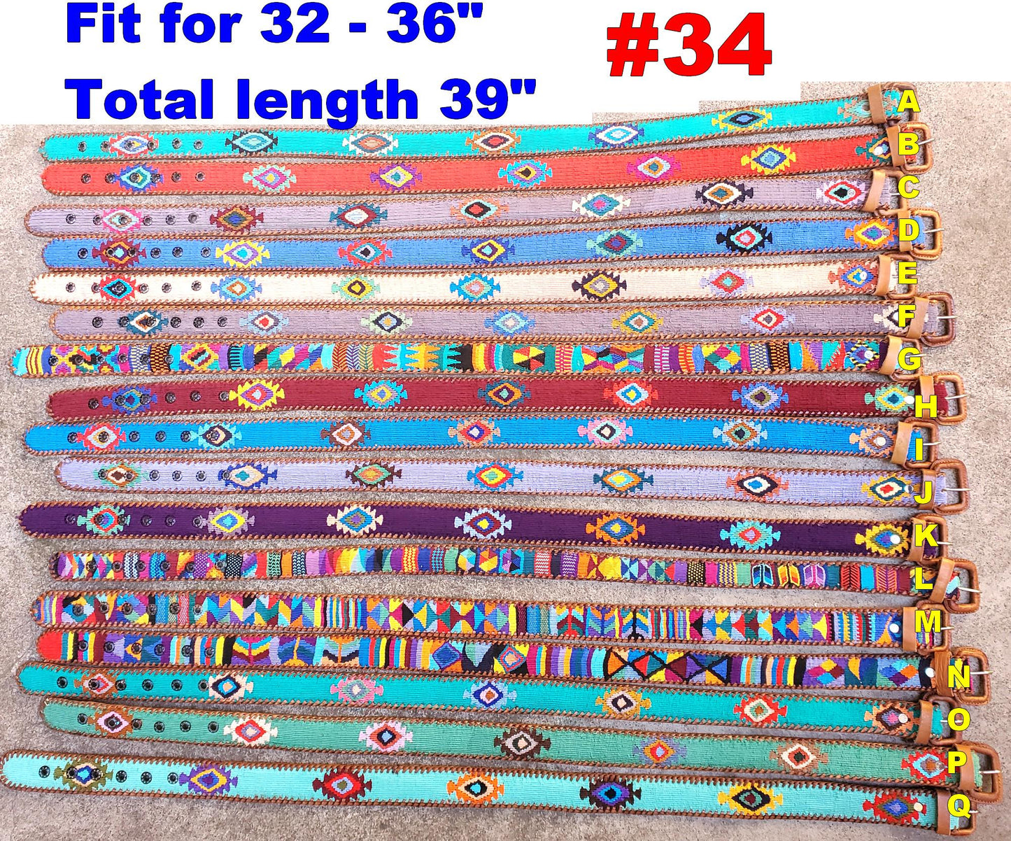 Lot of authentic Guatemalan HANDMADE BELT leather braided UNISEX belt
