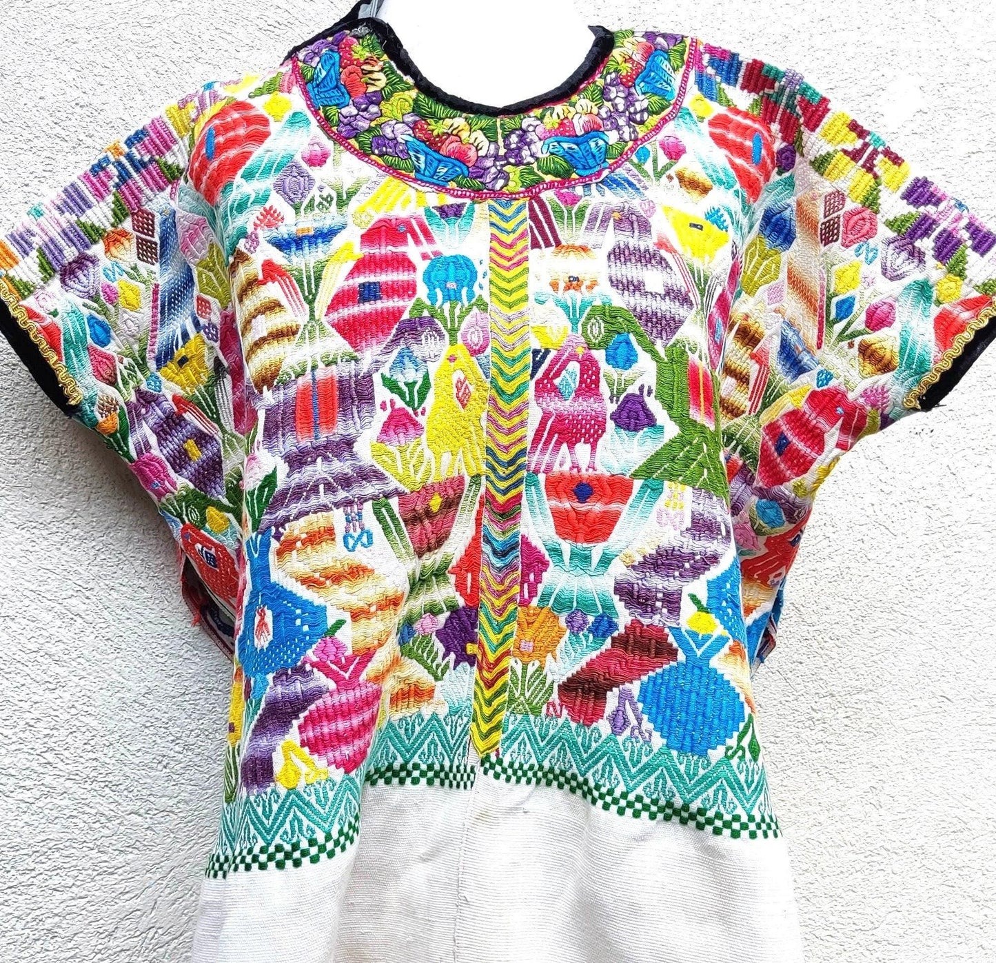 Vintage Cotton Unique Handmade weaved -San Martin Chile Verde Quetzaltenango XELA- huipil