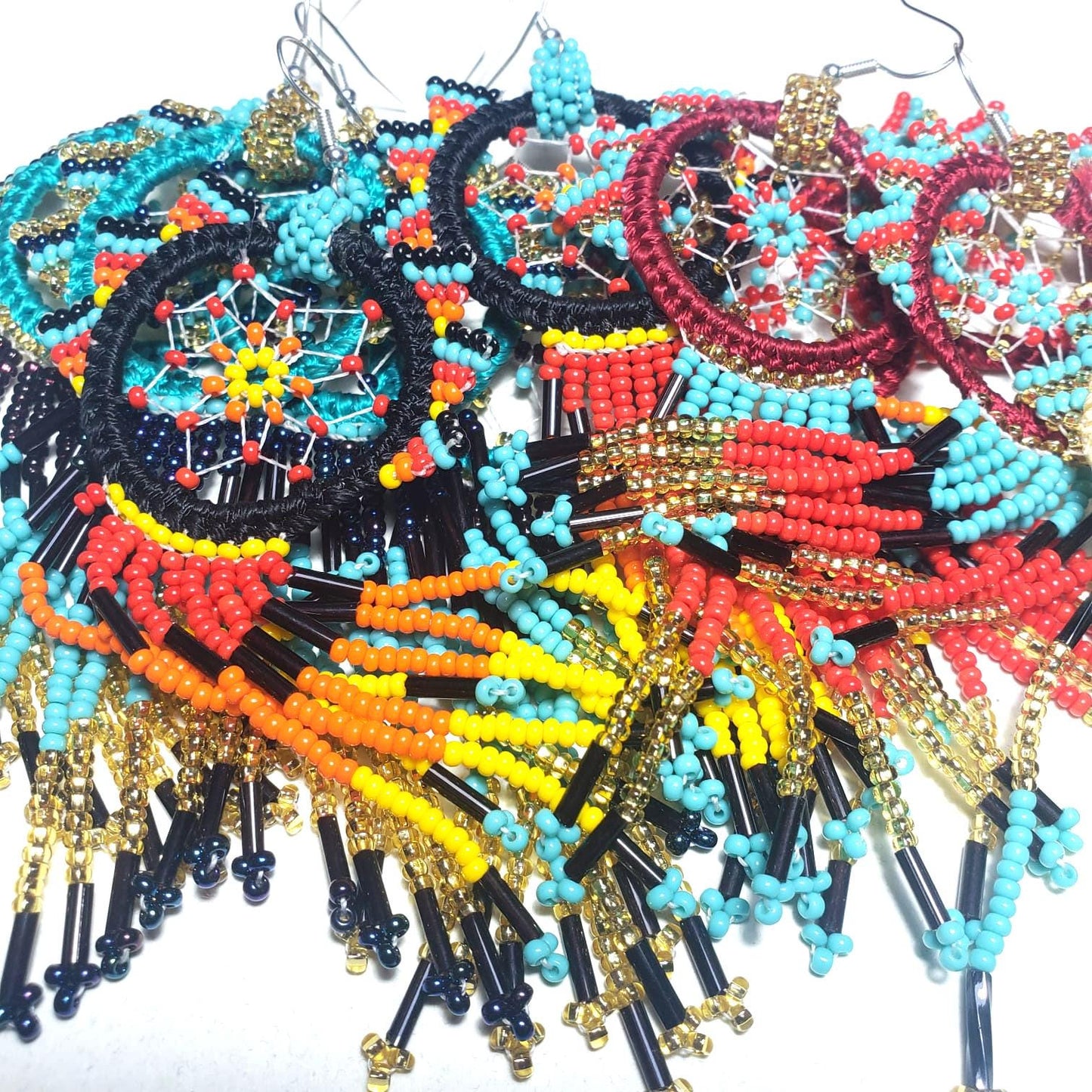 Guatemalan Handmade Colorful CATCH DREAMS Seed BEAD Earrings