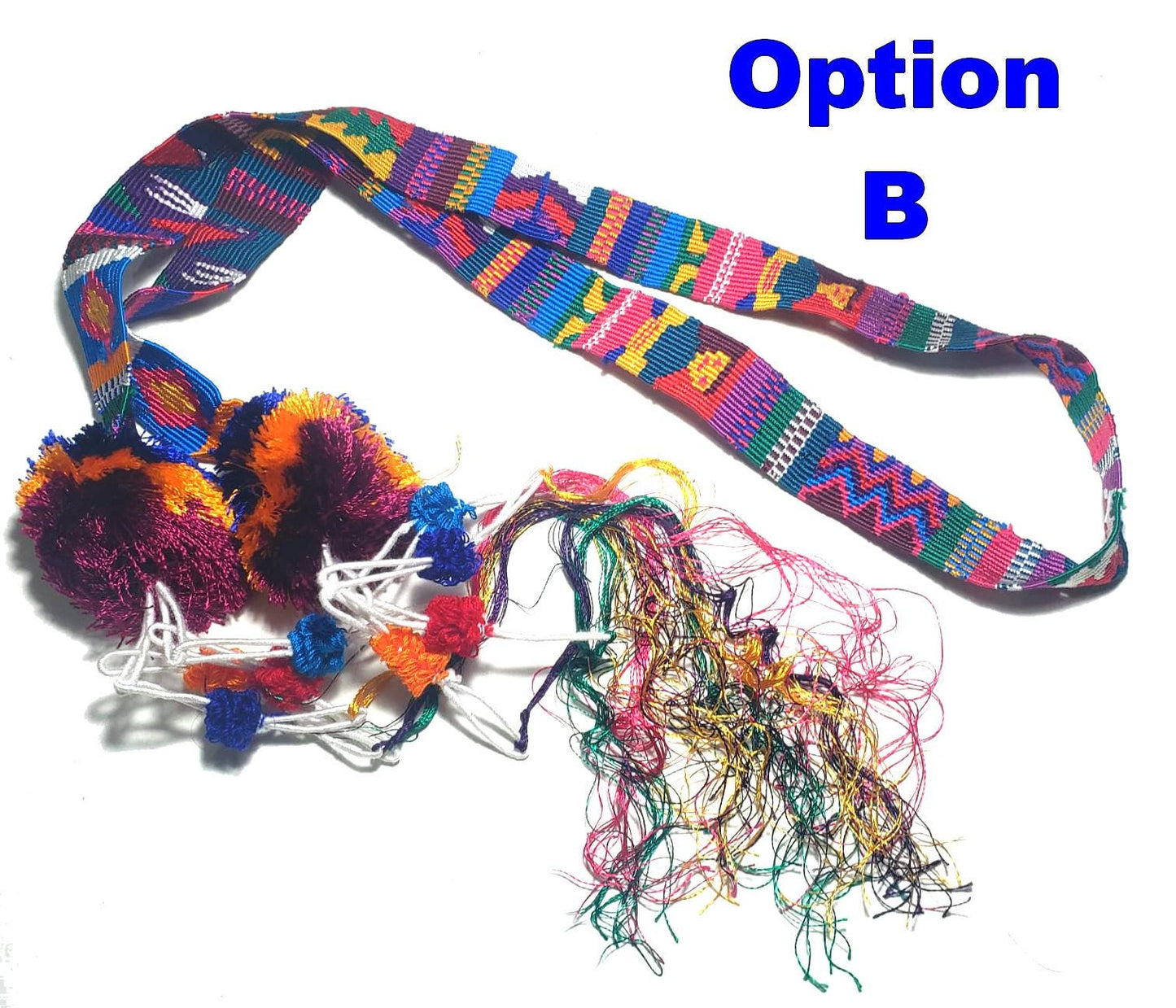 Guatemalan Silk SASH HairBand with poms
