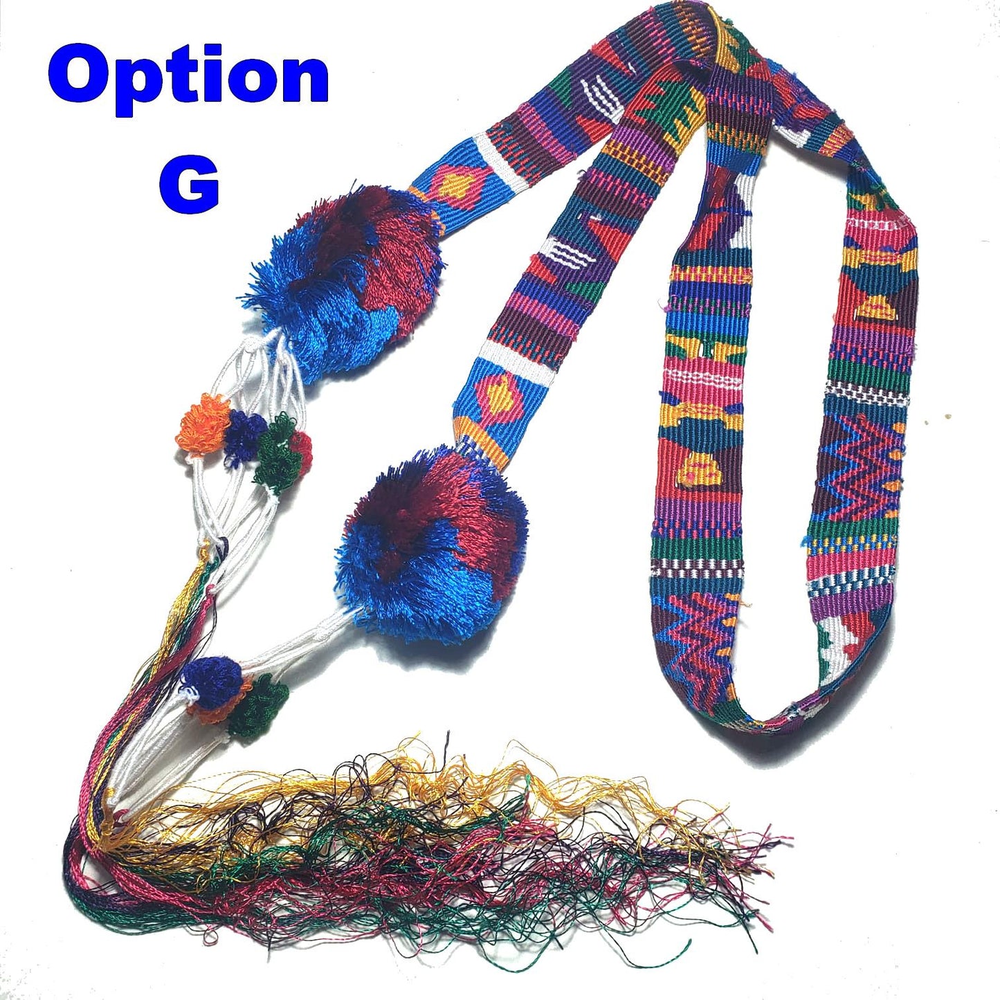 Guatemalan Silk SASH HairBand with poms