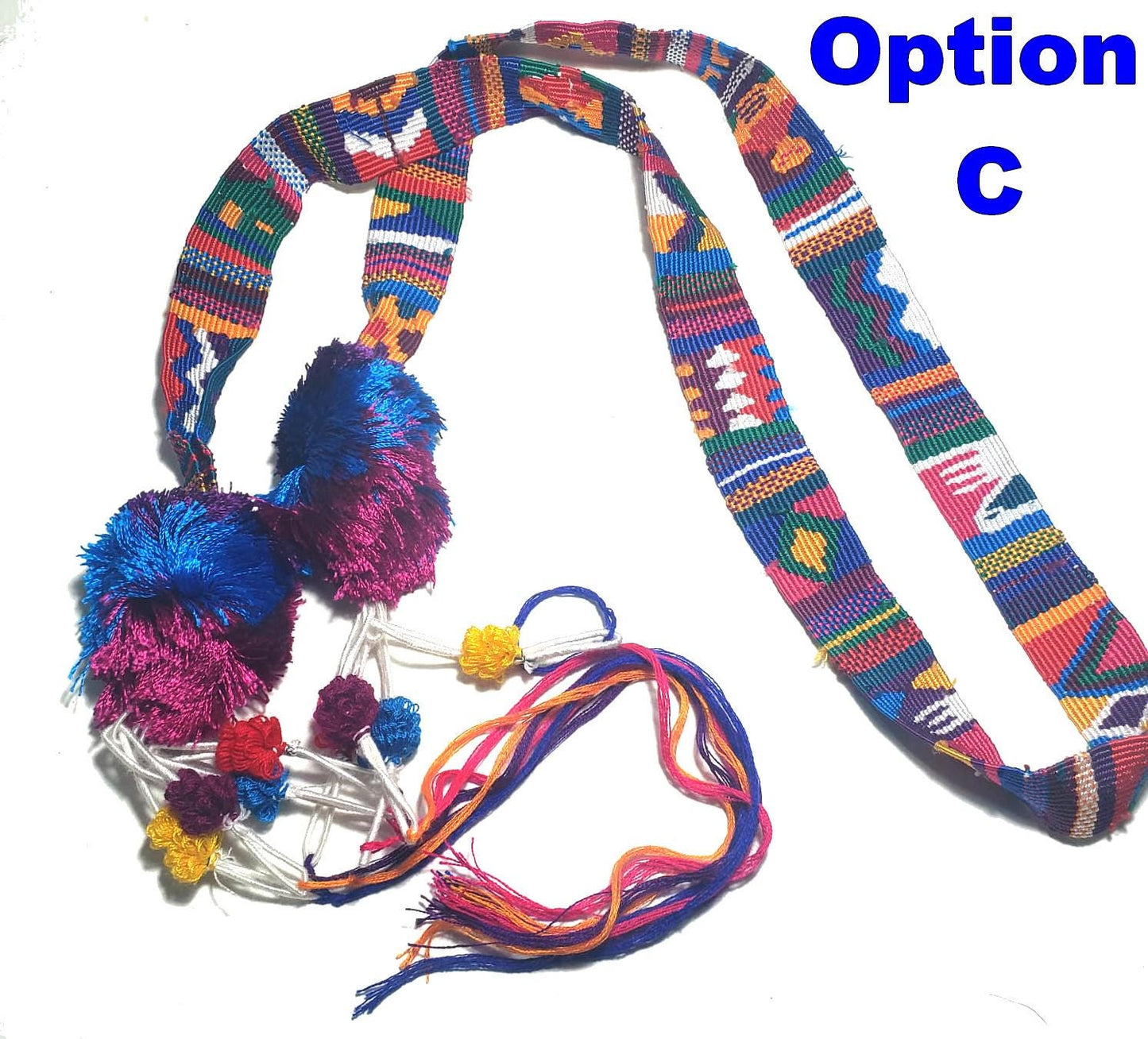 Guatemalan Silk SASH HairBand with poms
