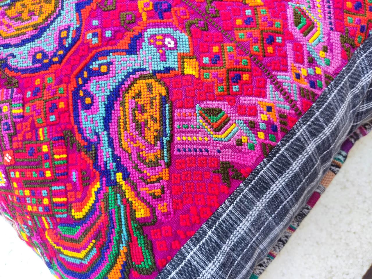 Set of Cotton Guatemala UPCYCLED Geometric PEACOCK Huipil Pillow Case Cushion Cover 18x18 inches 45x45 cm