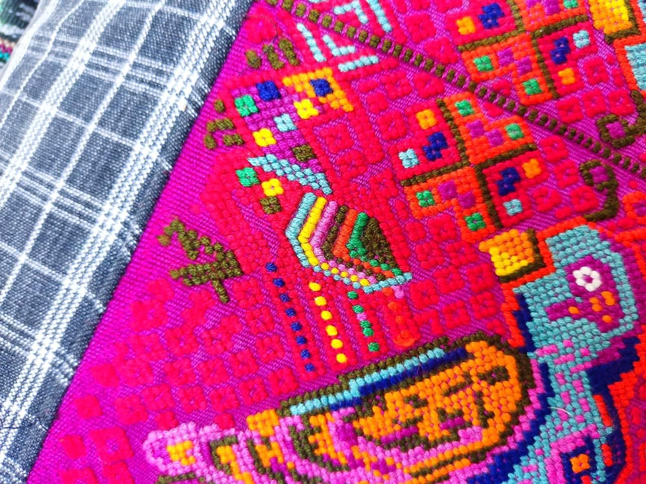 Set of Cotton Guatemala UPCYCLED Geometric PEACOCK Huipil Pillow Case Cushion Cover 18x18 inches 45x45 cm