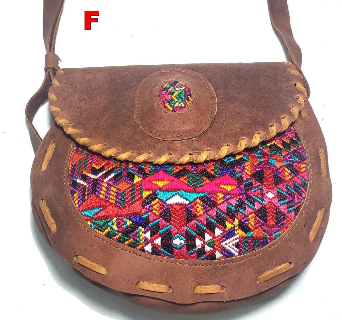 Guatemalan Huipil Leather Crossbody Clutch: Fair Trade Artisan Purse