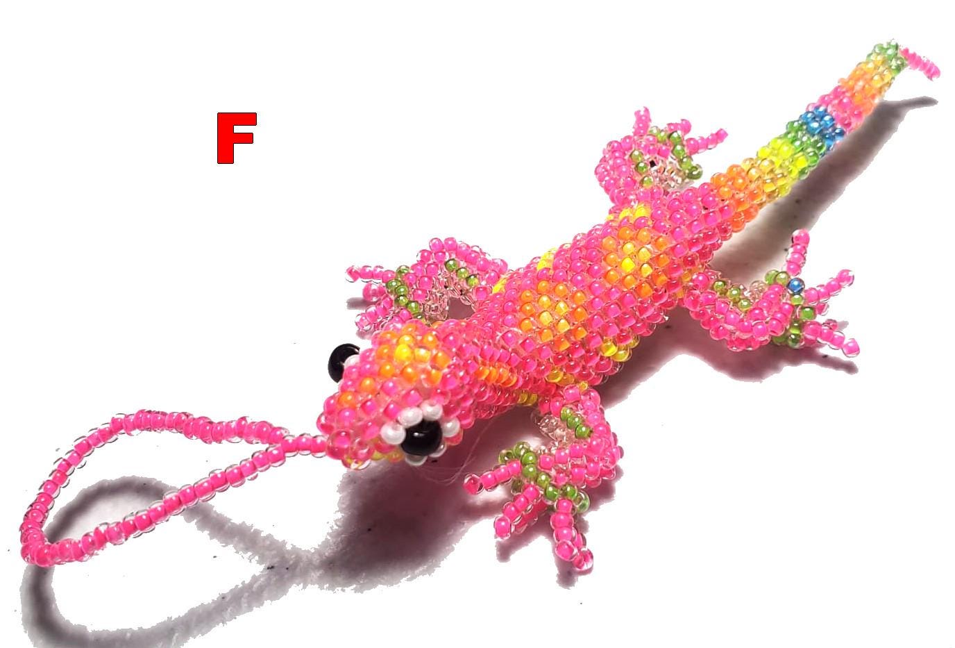 BEADED LIZARD Hanging ORNAMENT Gift For Animal Lovers - Czech Glass Seed Beads And Nylon Thread