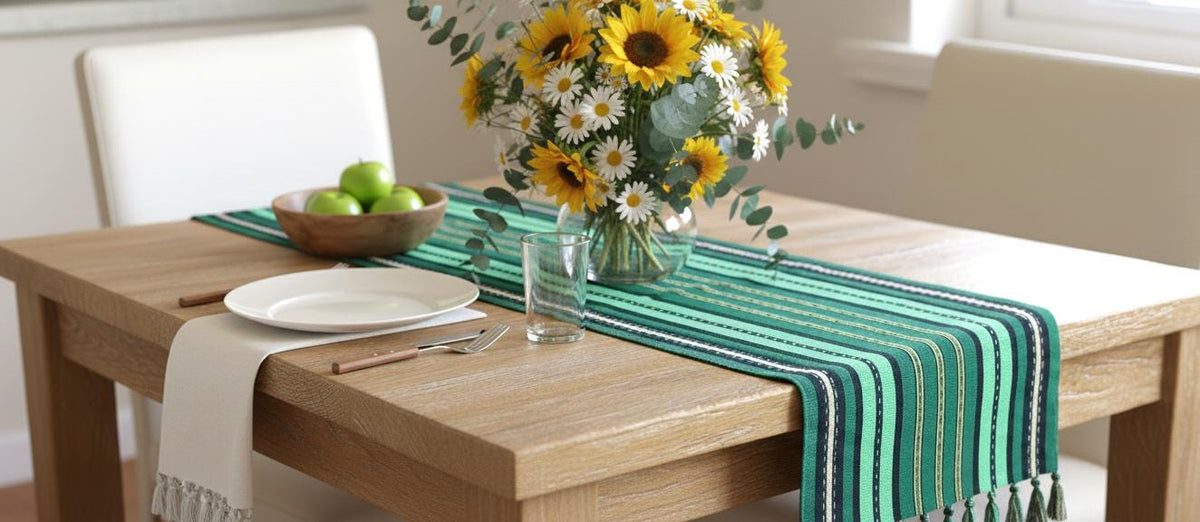 Cotton Guatemalan Handmade Weaved Multicolor TABLE RUNNER, ORGANIC Dye