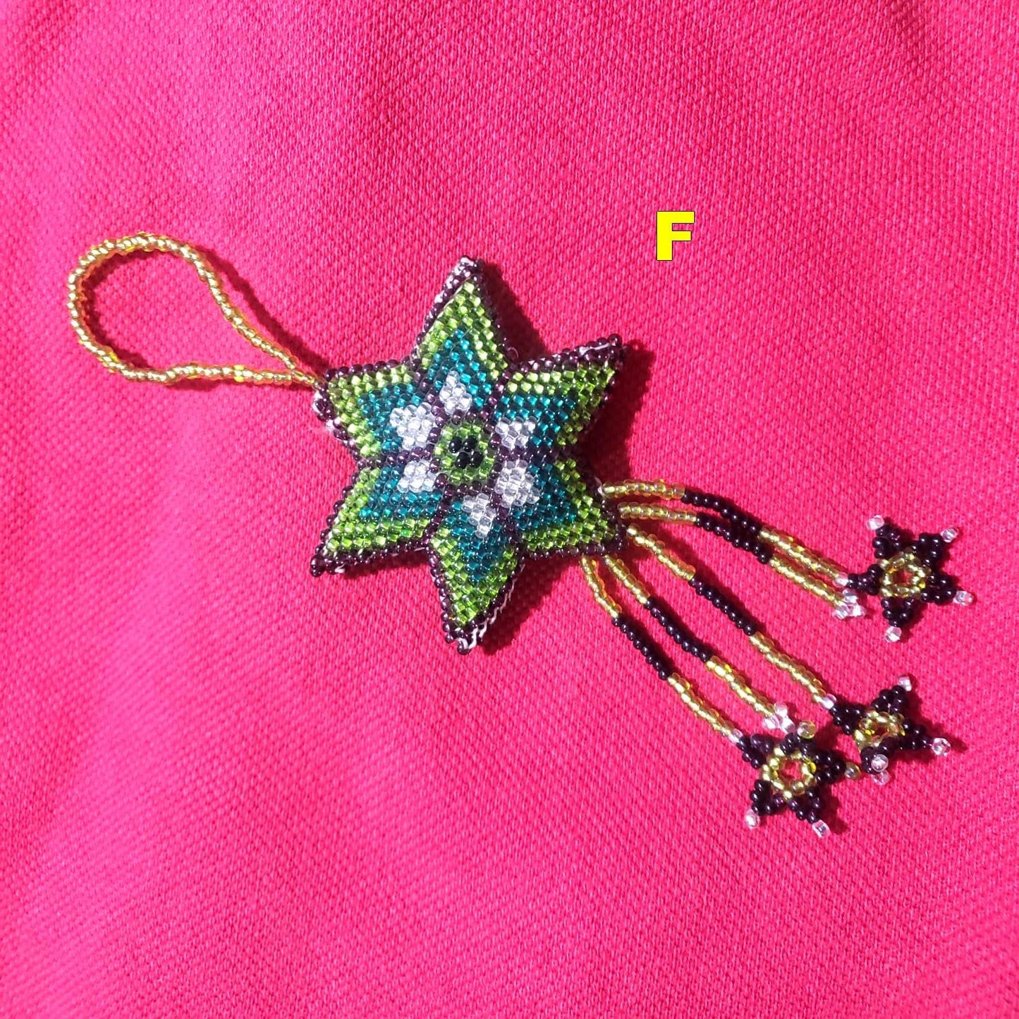 Beaded STAR ORNAMENT HANGING, Czech Glass Seed Beads, Handmade Guatemalan Gift