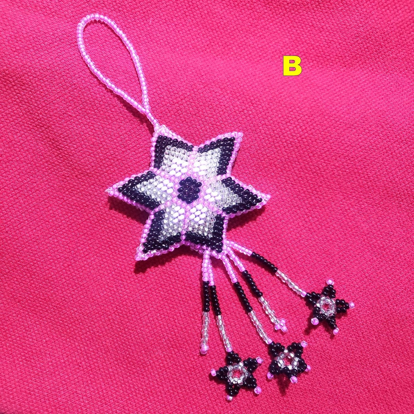 Beaded STAR ORNAMENT HANGING, Czech Glass Seed Beads, Handmade Guatemalan Gift