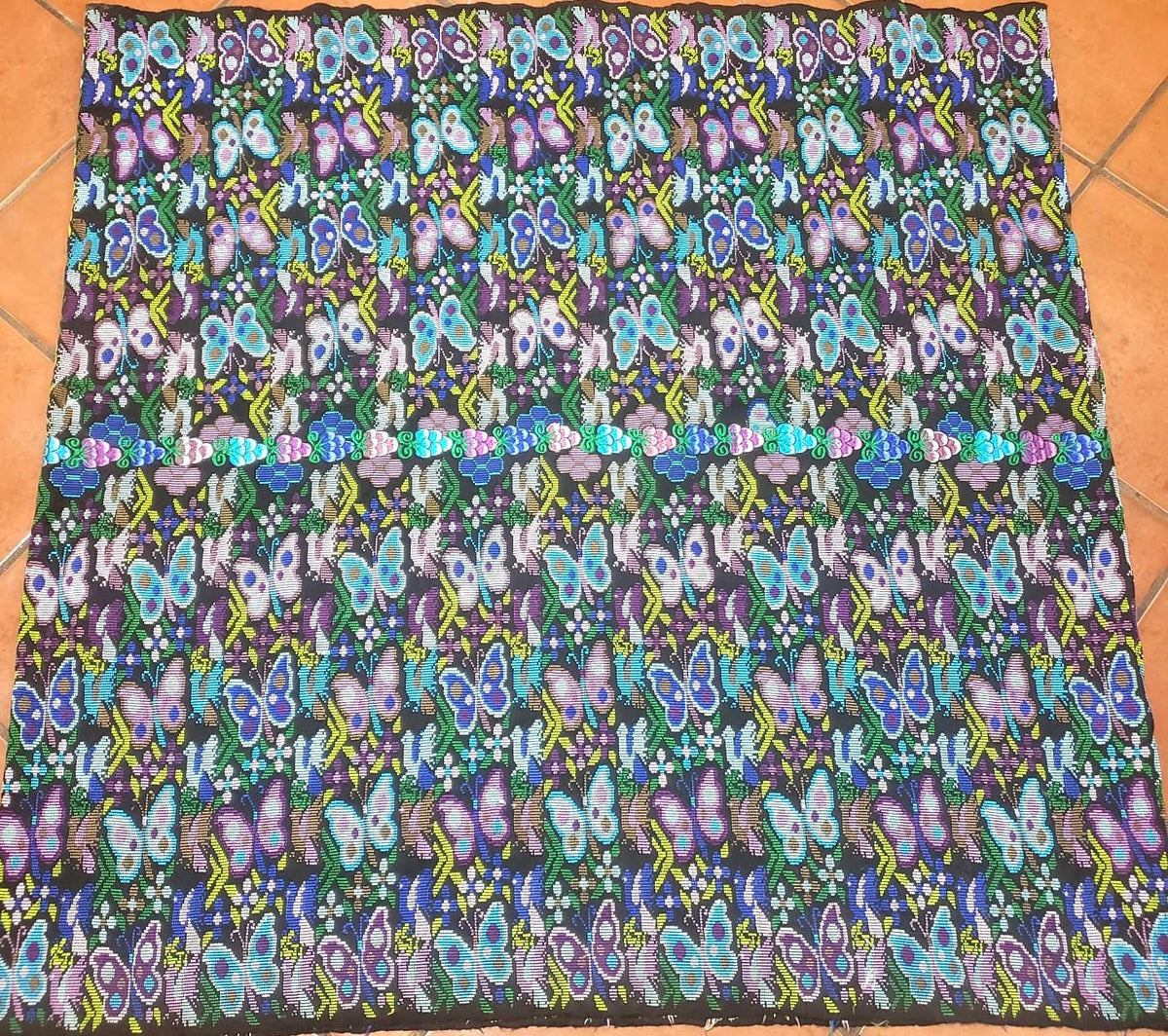 Unique Guatemala Handmade WEAVED Cotton multicolor ZUNIL Corte -Fabric per yard-