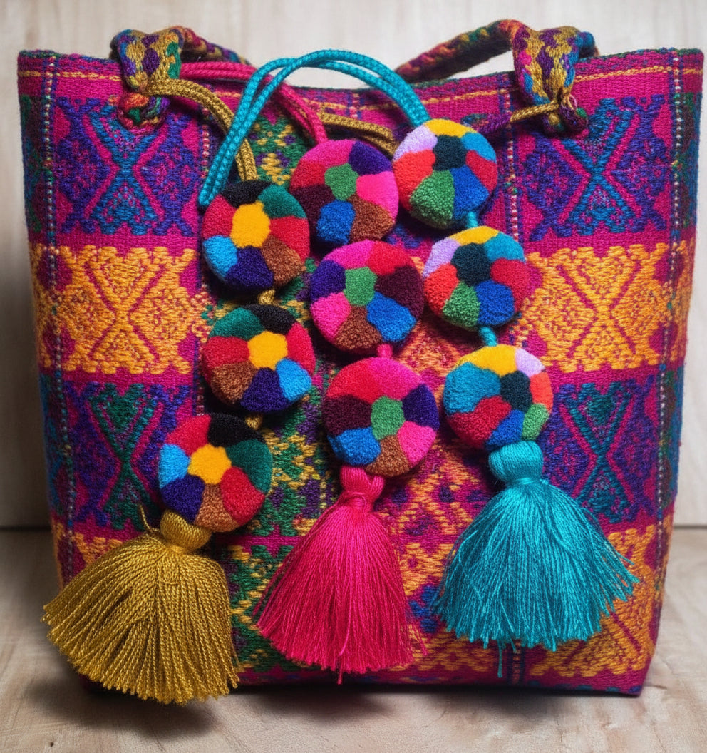 Guatemalan Handmade Wool POM TASSEL Hanging