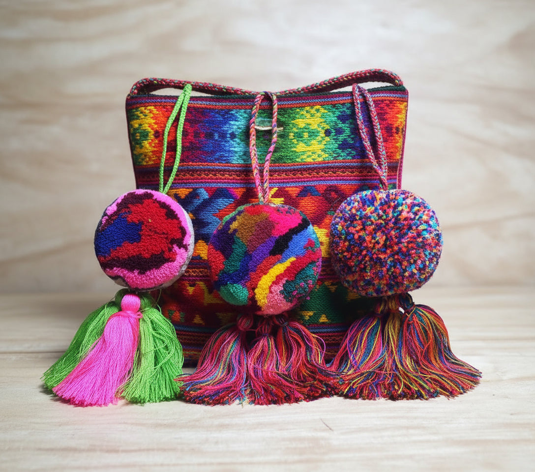 Guatemalan Handmade Wool POM TASSEL Hanging