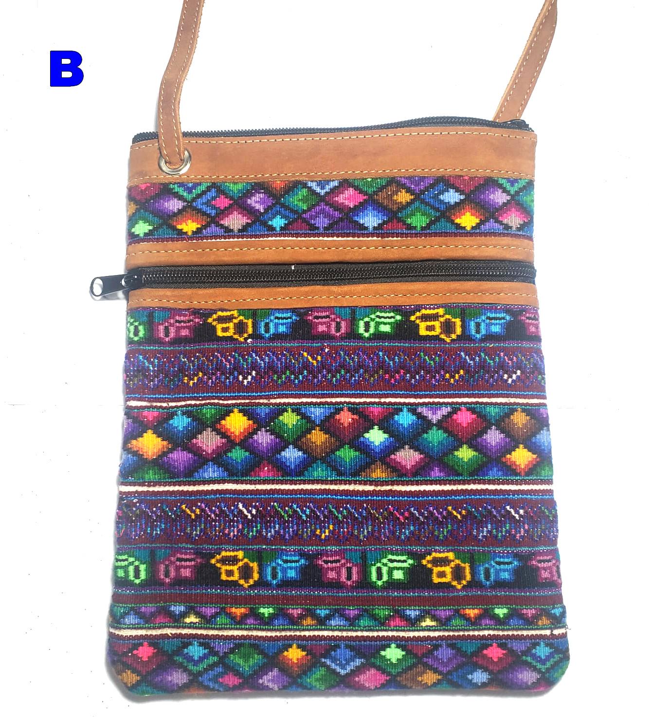 Guatemalan Huipil Leather Crossbody Purse, Fair Trade Artisan Purse