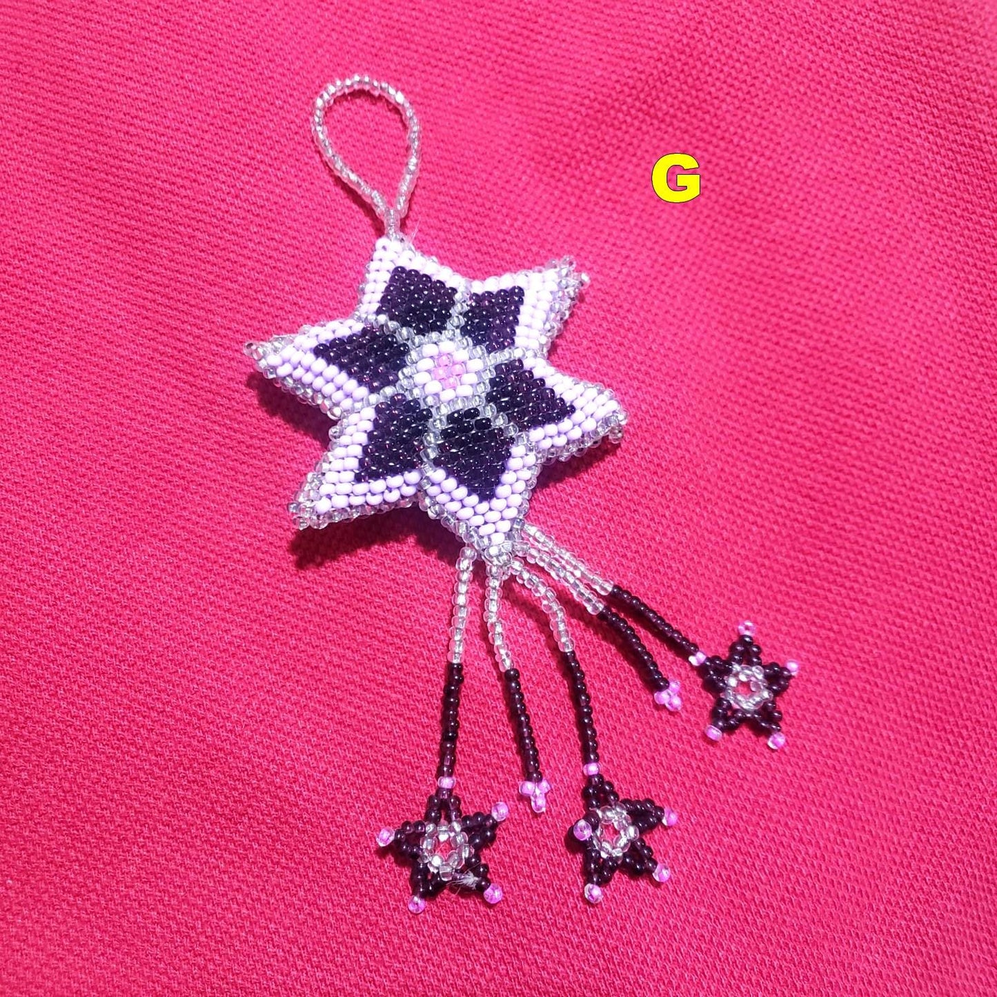 Beaded STAR ORNAMENT HANGING, Czech Glass Seed Beads, Handmade Guatemalan Gift