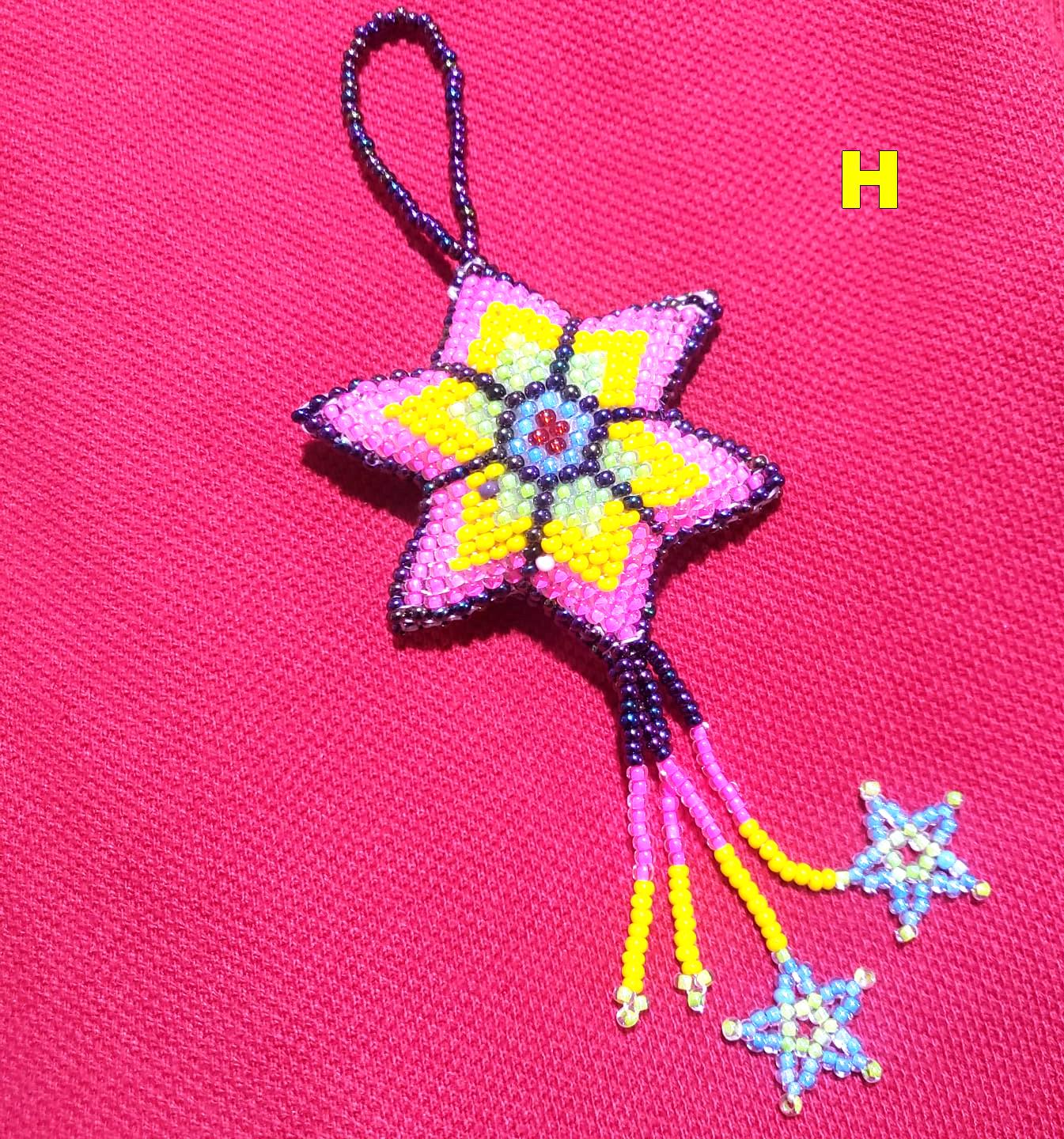 Beaded STAR ORNAMENT HANGING, Czech Glass Seed Beads, Handmade Guatemalan Gift