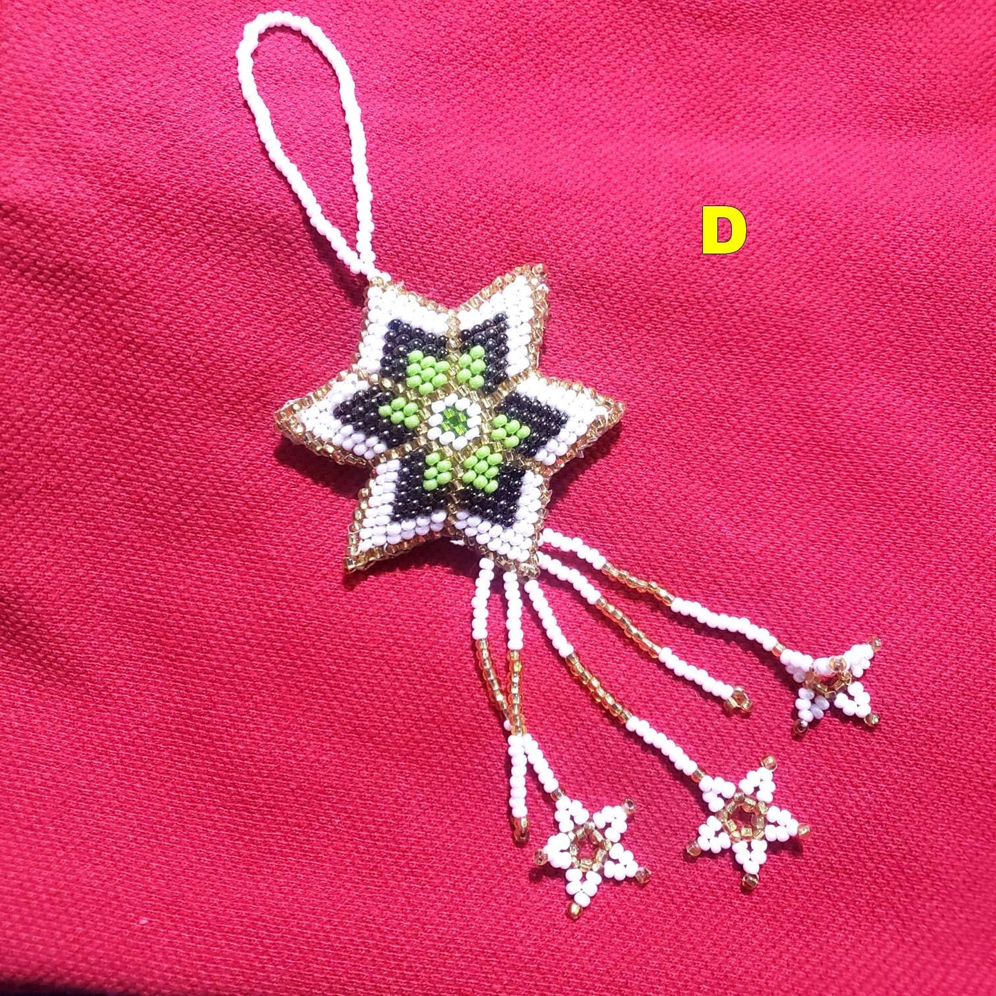 Beaded STAR ORNAMENT HANGING, Czech Glass Seed Beads, Handmade Guatemalan Gift