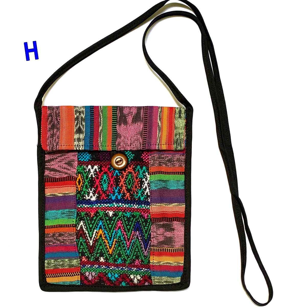 Guatemalan Huipil Crossbody Purse, Handcrafted Upcycled Traditional Fabric, Button Closure