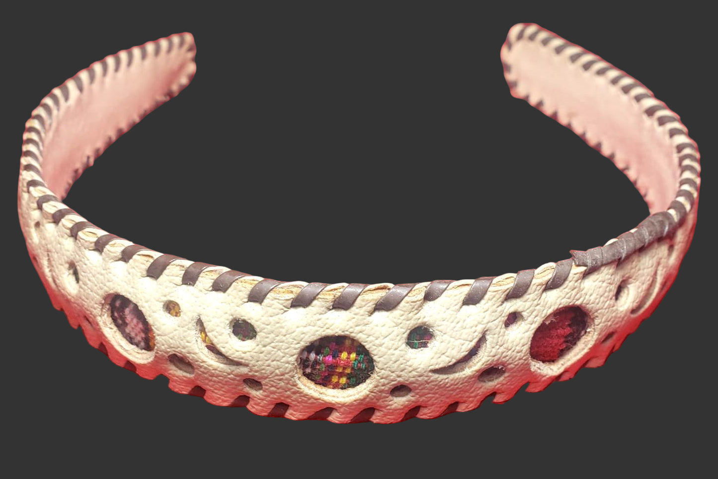 Guatemalan LEATHER Textil HAIRBAND Headband Hair HOLDER