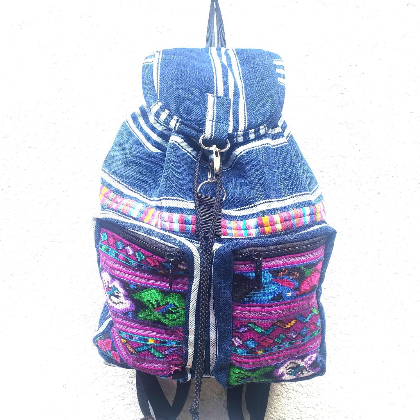 Guatemalan Upcycled Indigo Cotton BACKPACK Bag