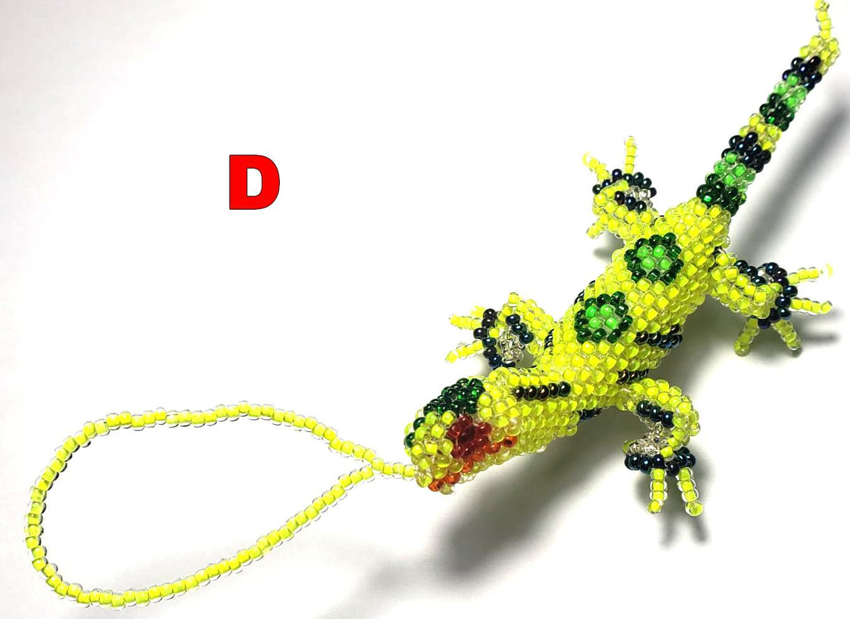 Beaded Lizard Ornament: Czech Glass Beads, Handmade Guatemalan Gift