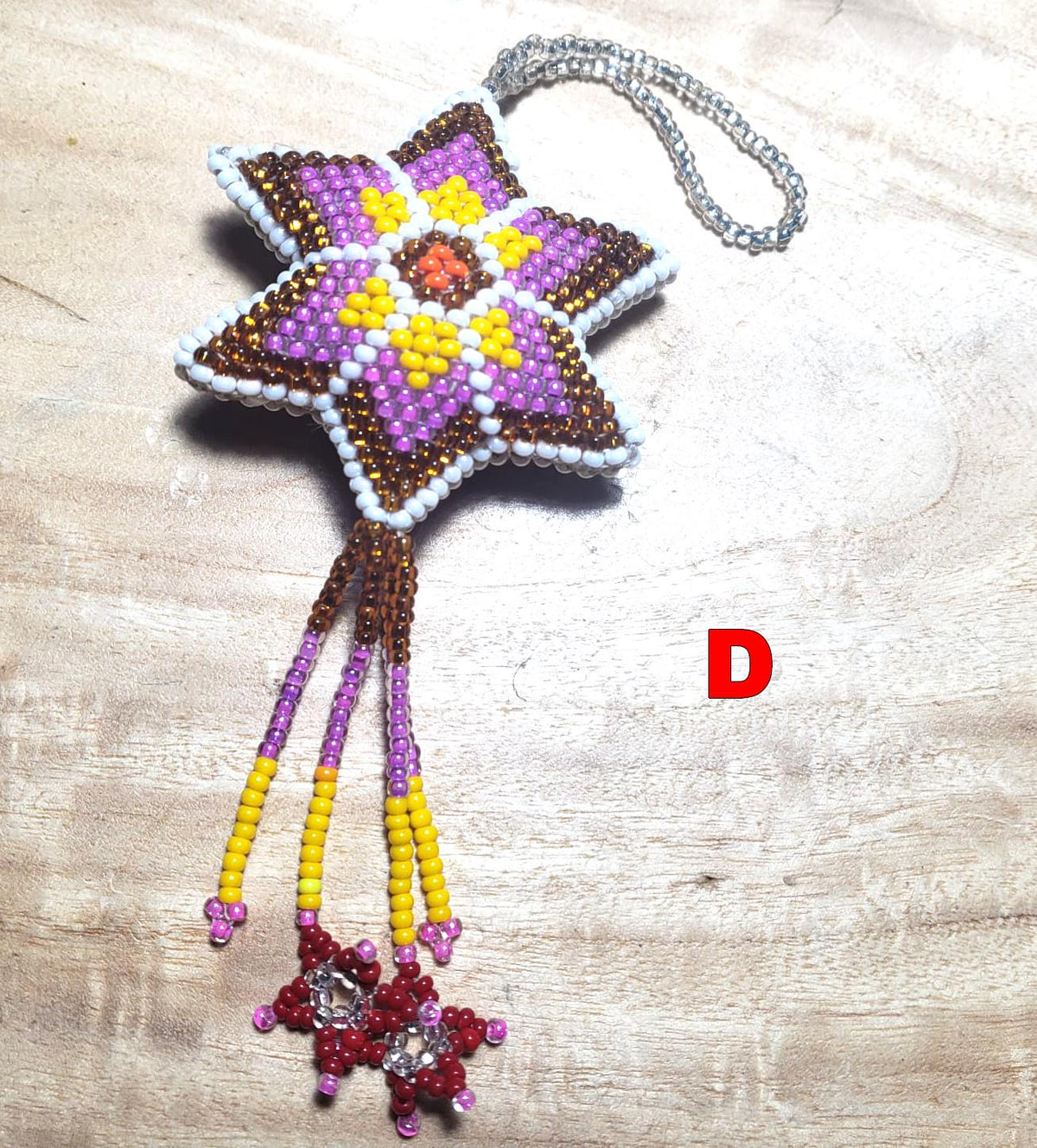 Beaded STAR ORNAMENT HANGING, Czech Glass Seed Beads, Handmade Guatemalan Gift