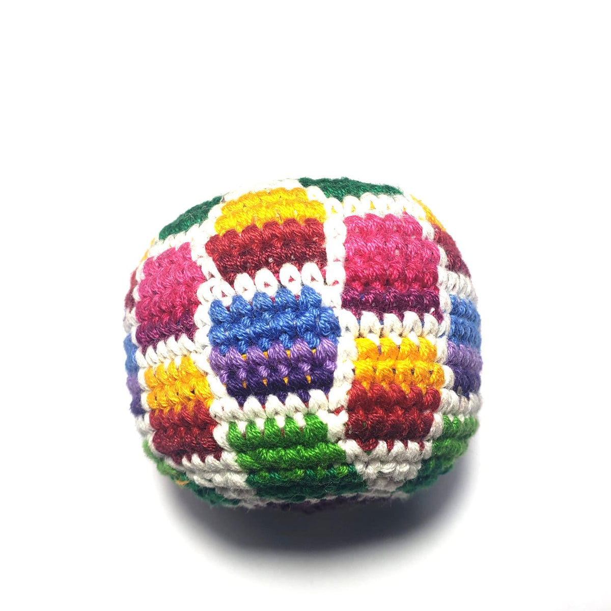 Guatemala Stress Relief Crocheted Cotton Hacky SACKS, Foot Ball Pattern JUGGLING BALLS 95% Filled