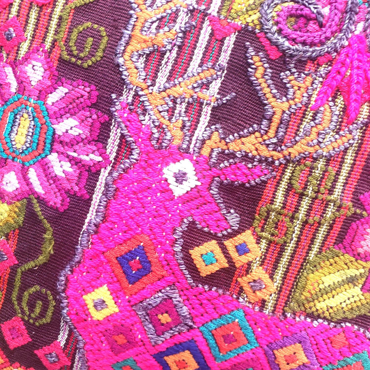 Huipil Leather Convertible BACKPACK, Guatemalan Crossbody Bag, DEER Pattern Purse