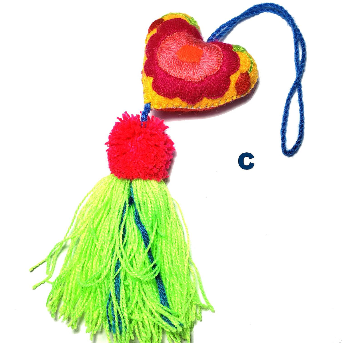 Handmade Wool HEART POM TASSEL Hanging, Gift For Her