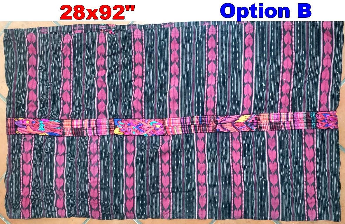 Vintage Handwoven Cotton CHICHICASTENANGO EMBROIDERY Textile Fabric Per Yard