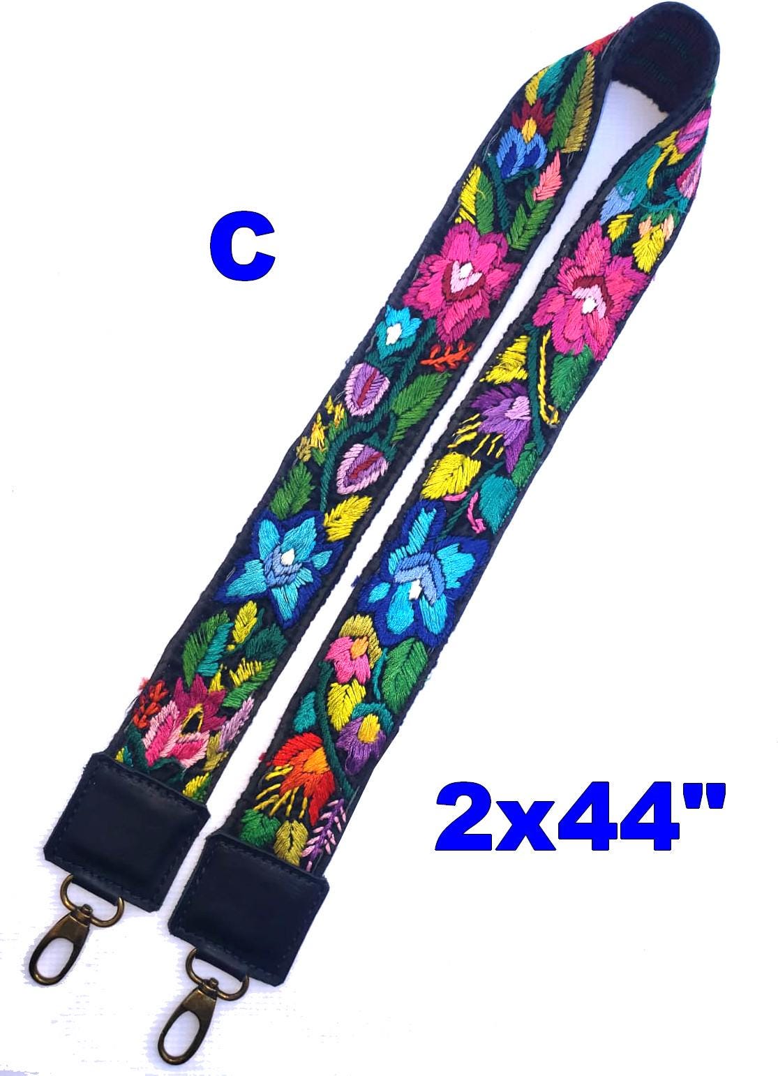 Guatemalan Handmade Leather Embroidered CAMERA / BAG STRAP