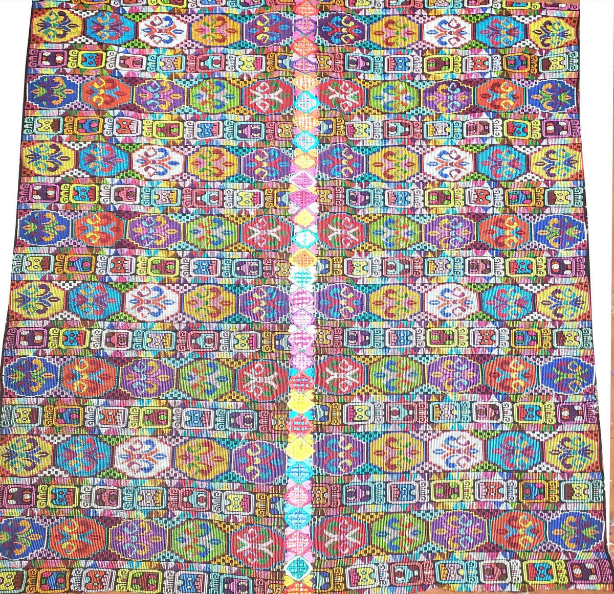 Handmade Guatemala Cotton Fabric: ZUNIL Corte, Mayan STONES Pattern Textil, Fabric Per Yard