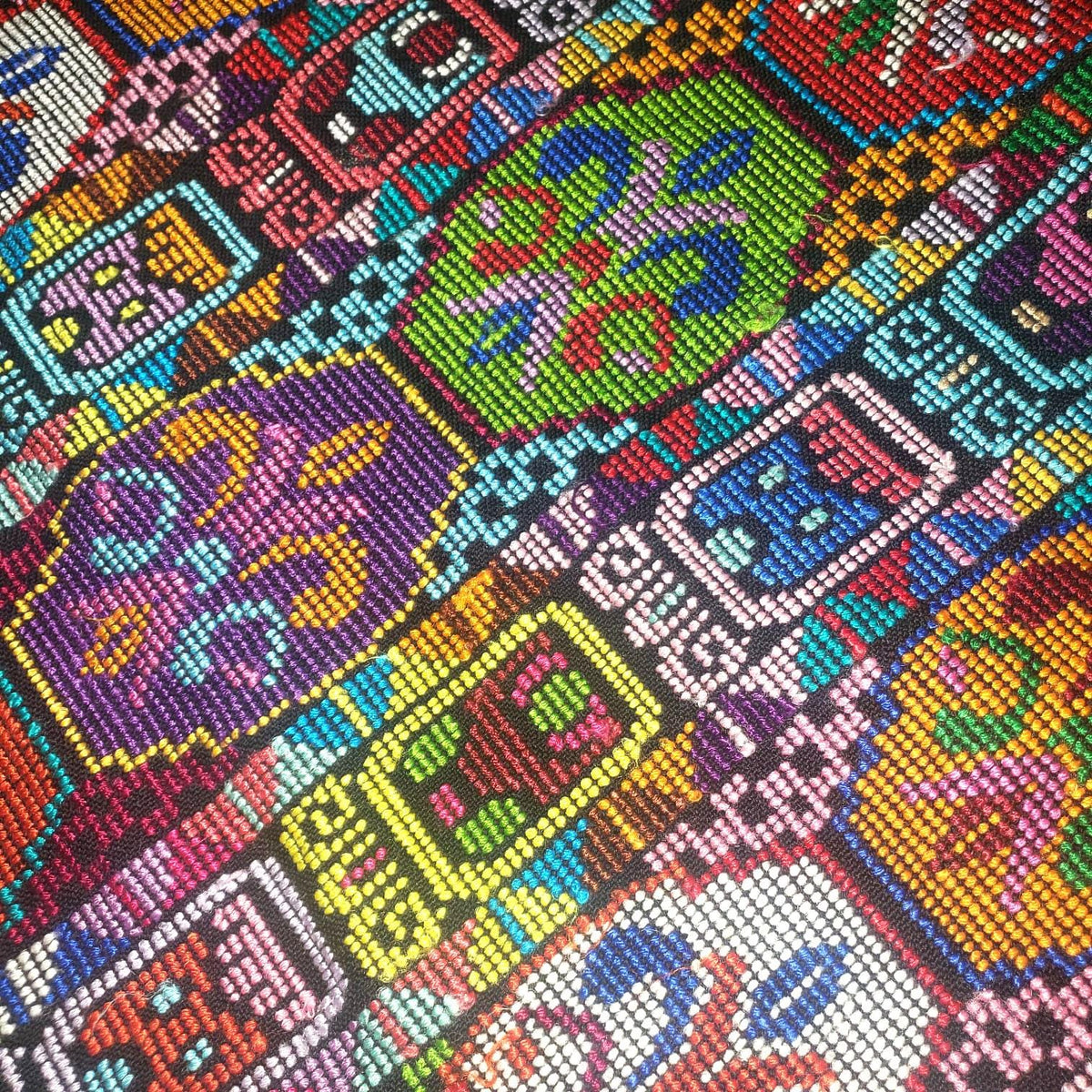 Handmade Guatemala Cotton Fabric: ZUNIL Corte, Mayan STONES Pattern Textil, Fabric Per Yard