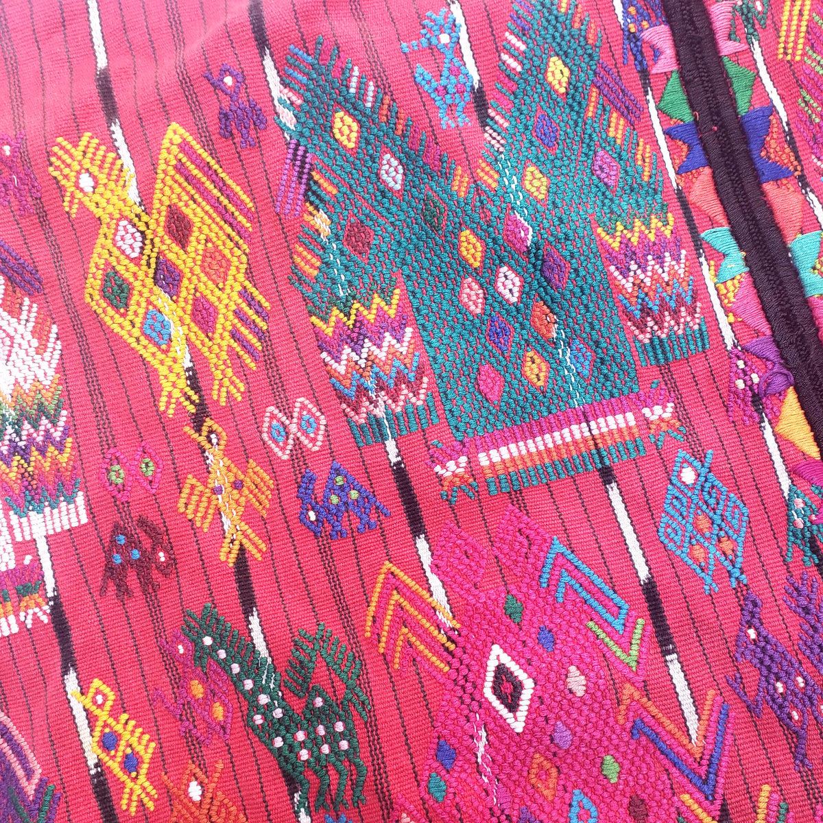 Vintage Guatemalan Red HORSES and EAGLES TSUTE - Chichicastenango Tablecloth - Throw