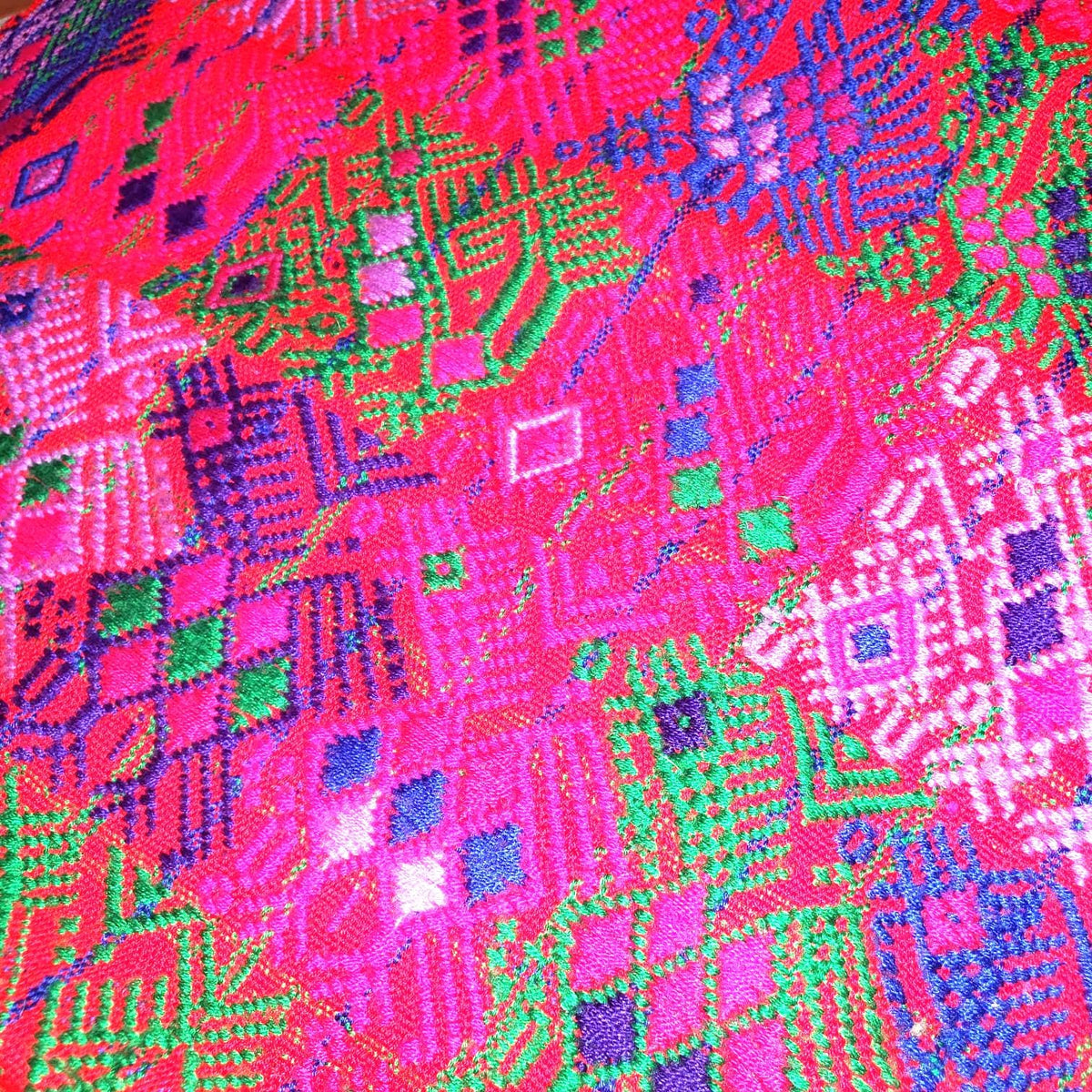 Guatemalan Purple ROOSTERS TSUTE- Tablecloth - Throw -Santo Domingo Xenacoj