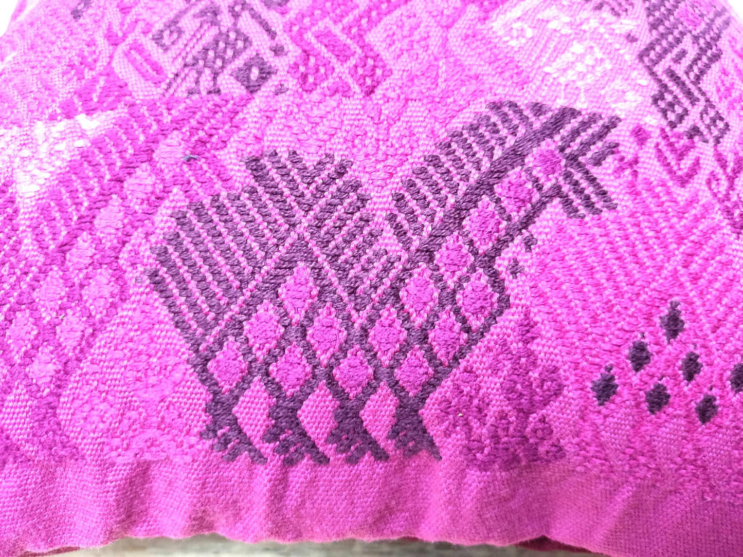 MINI Guatemala Hand Weaved Pillow, MONKEY and Horses Weaved Cushion 16x16, Burgundy NAHUALA Pillow Case